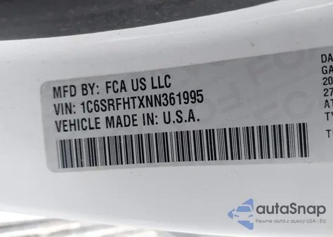 2022 Ram 1500 Limited 4X4 5'7 Box из США, поврежденный, VIN 1C6SRFHTXNN361995